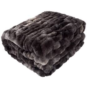 Lavish Home 196593642427 Oversized Ruched Faux Fur Blanket - 60x80-inch Jacquard Queen-size T