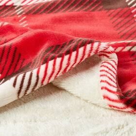 66-throw024 Lavish Home Xl Long Sherpa Fleece Super Soft Fuzzy Throw Blanket Plaid 60 X 70 Adult Woobie