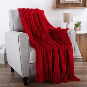66-throw050 Lavish Home Chenille Throw Blanket- For Couch D Cor Bed Sofa And Chair-oversized 60 Inch X