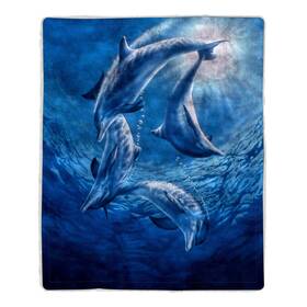 834070tfq Lavish Home Sherpa Fleece Throw Blanket- Ocean Dolphin Lightweight Bed Couch Soft Snuggly