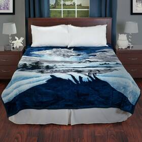 V66-b1365 Lavish Home Super Soft And Fuzzy Plush Mink Feel Heavy Blanket Wolf 7.5 Pounds 74 X 90 In
