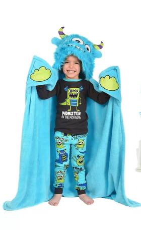 Lazy One 841654111939 Kids Hooded Monster Blanket