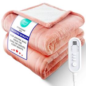Leerun 762849501208 New Electric Heated Blanket Throw Ultracozy Premium Flannel And Sherpa Even Heat