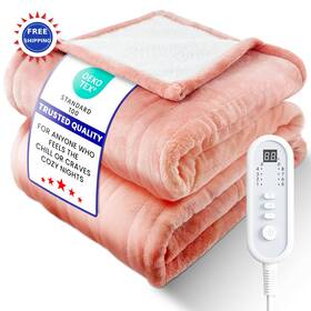 Hb7284d4 Leerun Electric Heated Blanket Full Size Premium Flannel And Sherpa Overheat Protection