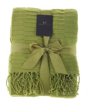 1561mossgrass Legacy Decor Green Color Flannel Throw Blanket With Fringe