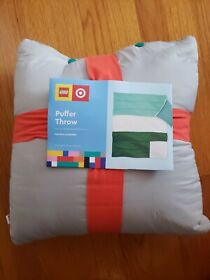 335000242 Lego X Target Color Block Puffer Throw Blanket Fleece Line 50x60 Gray Teal Green