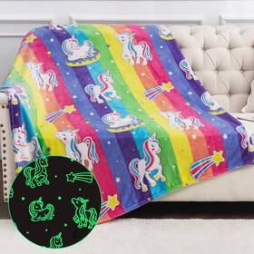 Levens 702103468328 Unicorn Gifts Toys For Girls - Glow In The Dark Rainbow Blanket Best Christma