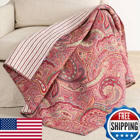 B07rl9c5wp Levtex Home - Spruce Red Quilted Throw 50x60 Inch Paisley Pattern In