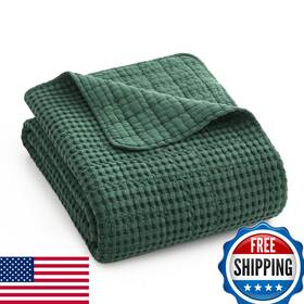 B0cqpnmqht Levtex Home - Mills Waffle Throw Forest Green Cotton Size 50