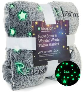 43397-33360 Liderstar Glow In The Dark Throw Blanket Super Soft Cozy Furry Plush Fleece Decora