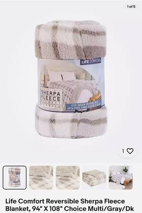 1727163 Life Comfort Reversible Sherpa Fleece Blanket Light Gray Queen King 94 Inch X 108