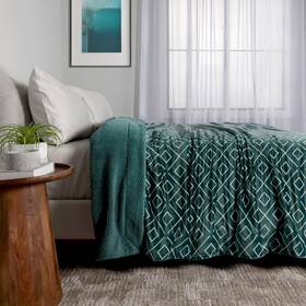 1796205 Life Comfort Sherpa Fleece Blanket - Green Reversible Size 98 X 92 In