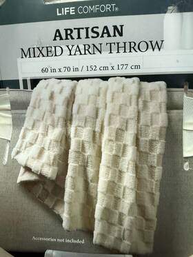 Life Comfort 772267860733 New With Tags Artisan Mixed Yarn Throw 60in X 70in White