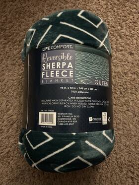 Life Comfort 778267259294 Reversible Sherpa Fleece Blanket Queen Size Green
