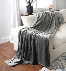 Life Comfort 778267260191 Oversized Textured Throw Gray