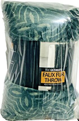 Life Comfort 778267275348 Ultimate Faux Fur Luxurious Reversing To Plush Throw 60 Inch X 70 Green