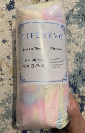 Liferevo 445019185103 Fluffy Faux Rabbit Fur Bubble Blanket Tie Dye Plush Shaggy Throw Couch