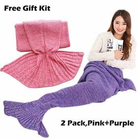 Lightbird 608560844098 Mermaid Tail Blanket Pattern With Gift Bag Soft Warm Crochet Xl Large