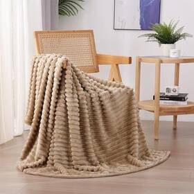 Linecooo 797417890361 Tan Fleece Throw Blanket 50 Inch 60 For Couch Sofa Bed Super Soft Cozy Plush Mic
