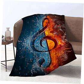 Linlin Houseware 887614196653 Lmorey Blankte Treble Clef In Fire And Water Super Soft 60x80 Inches Music