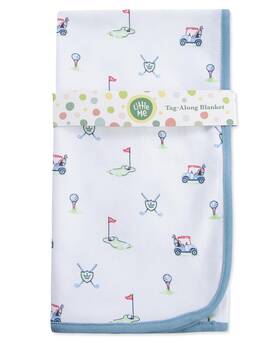 Lb715468n Little Me Blankets For Baby Boysft Swaddling Receiving Blanket Blue Golf Club 30 X 27