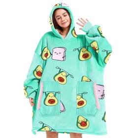 Livhil 445036883815 Oversized Blanket Hoodie With Sleeves Sherpa Sweatshirt For Women And Kids