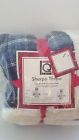 Living Quarters Blue Plaid Sherpa Throw By Nwt Machine Wash Dry 4 X 5 Feet 888252610556