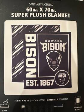 159-27s-25s Logo Brands Howard University Bison Soft Plush Blanket Oversized Licensed New