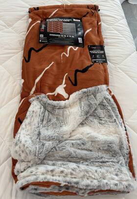 218-7302f Logo Brands Reversible Coco Flannel To Brushed Fur Longhorn Throw Blanket 60x70