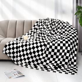 Lokoz 648564291313 Black Checkered Blanket Fuzzy Throw Fleece Blankets Checkerboard
