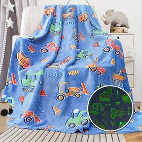 Blanket-s516 Lokoz Boys Truck Glow In The Dark Blanket - Soft Throw For Kids Car