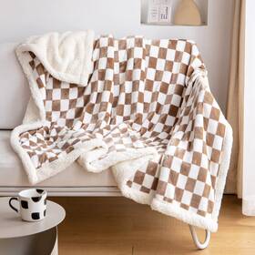 B0c2vb7xdx Lomao Sherpa Throw Blanket Fleece Checkered Pattern Soft Thick