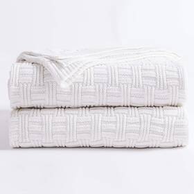 Longhui Bedding 737590640063 Large 100% Cotton Pure White Cable Knit Throw Blanket For Couch Sofa Bed With