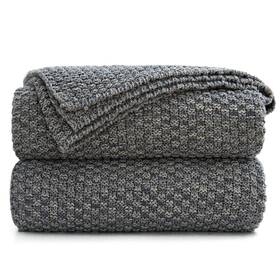 Longhui Bedding 737590640131 Grey Knitted Throw Blanket For Couch Soft Cozy Machine Wash