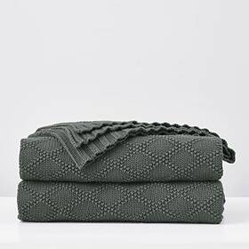 Longhui Bedding 737590640179 Grey Cotton Throw Blanket For Couch Sofa Bed - Home Decorative Soft Cozy Swea