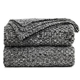 Longhui Bedding 754407516120 Black Knitted Throw Blanket For Couch Soft Cozy Machine Was