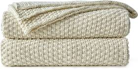 Btkv-51 Longhui Bedding Cream Knitted Throw Blanket For Couch Soft Cozy Machine Washab