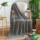 Longhuib-l022 Longhui Bedding Knitted Throw Blanket Grey White Cream Gray For