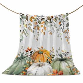 Lpp-240712-slxm13999mtaalop Loopop Fall Throw Blanket Sage Green Pumpkin Blankets And Throws Soft Cozy Flannel F