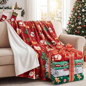 If-lounsweer-2287 Lounsweer 4 Pack Christmas Throw Blankets Fleece Bulk Winter Warm Blanket Red And Green
