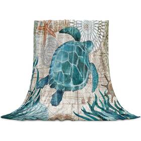 Love - Home 398032713282 Sea Turtle Throw Blanket Teal Flannel Fleece Soft Cozy Fuzzy Comfy W