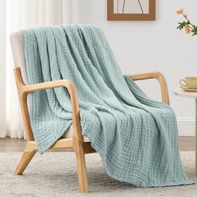 Loves Cabin C-usa23a1cmtdc95th 100% Cotton Muslin Blanket 6 Layer Throw 50 Inch X60 Cyan