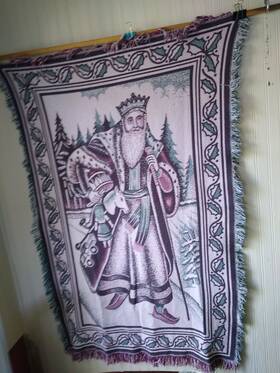 64078 Ltd Commodites Vintage 1991 St Nicholas Holiday Throw Blanket Old World Santa Claus 50x73 Inch