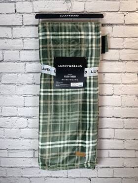 Lucky Brand 646760210787 Camper Plaid Olive Green 50 Inch X70 Cozy Plush Blanket Throw - New