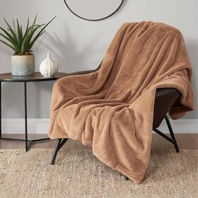 Lucky Brand 646760211692 Solid Rabbit Mink Faux Fur Throw Blanket Plush For Sofa Or