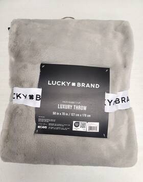 Lucky Brand 646760211722 Solid Rabbit 50ftft X 70ftft Plush Faux Fur Throw Blanket Mink Gray