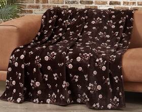 Lucky Brand 646760249503 Daisy Floral French Roast Brown Soft Plush 50 X 70 Throw Blanket Nwt