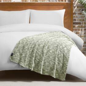 Lbw027599 Lucky Brand Taupe/sage Chenille Knit Throw Blanket 50 Inch X70 - Soft Cozy Comfort
