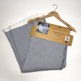 Lumahome By Lumatex 400805538737 Nwt Throw Blanket 50 Inch X 70 Made In Portugal 100% Cotton Blue