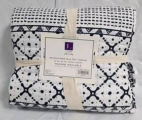 Lush D Cor 194938002622 Decor Monique Stripe Reversible Throw 60x50 Navy/white Single